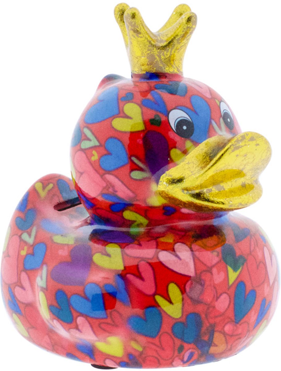 Eend Ducky spaarpot | koningseend - Rood met hartjes | Pomme pidou